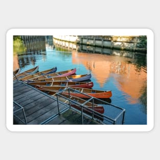 Canoes for a pub crawl on the River Wensum in Norwich Sticker